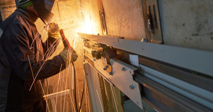 Elevator technician working